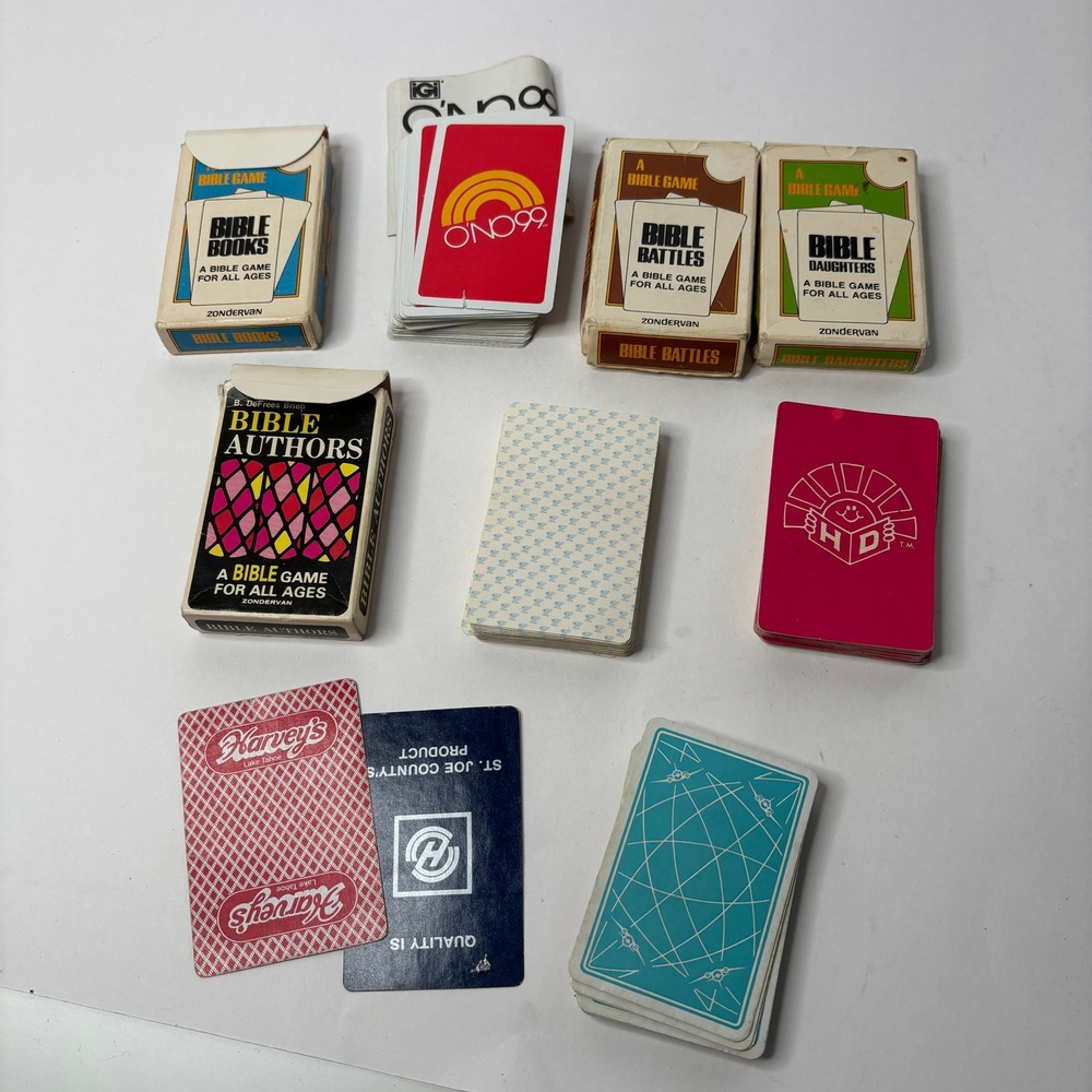 Vintage Bible Game Lot Zondervan Bible Authors Battles Books O'NO 99 Card Games